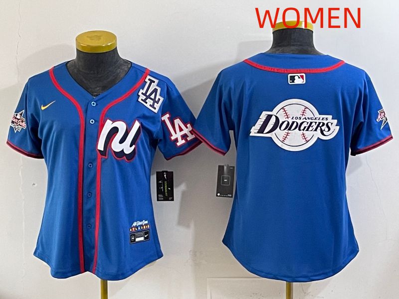 Women 2025 Los Angeles Dodgers Blank Blue All star Nike MLB Jersey style 010